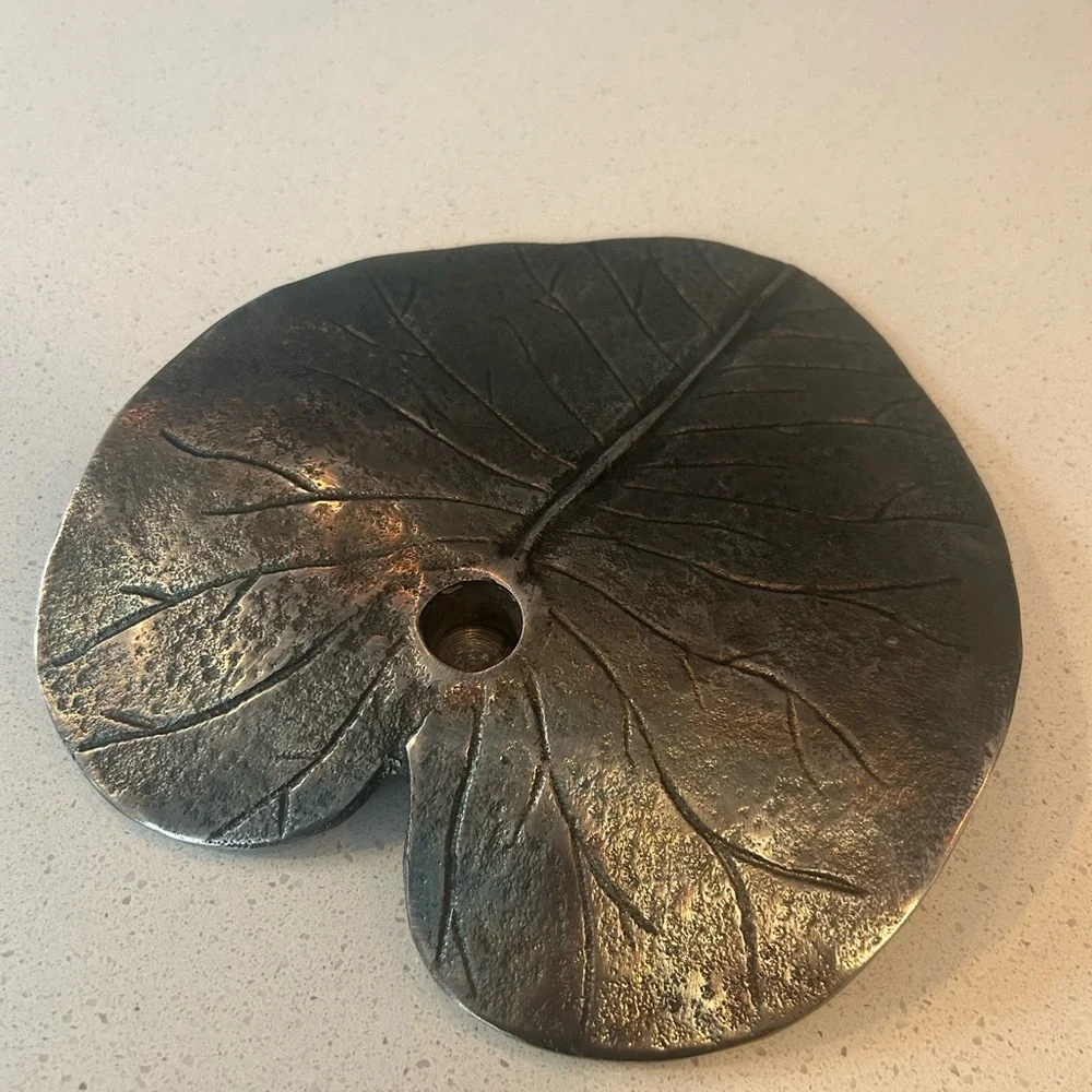 Pottery Barn Large Metal Leaf Taper Candle Holder Home Decor
